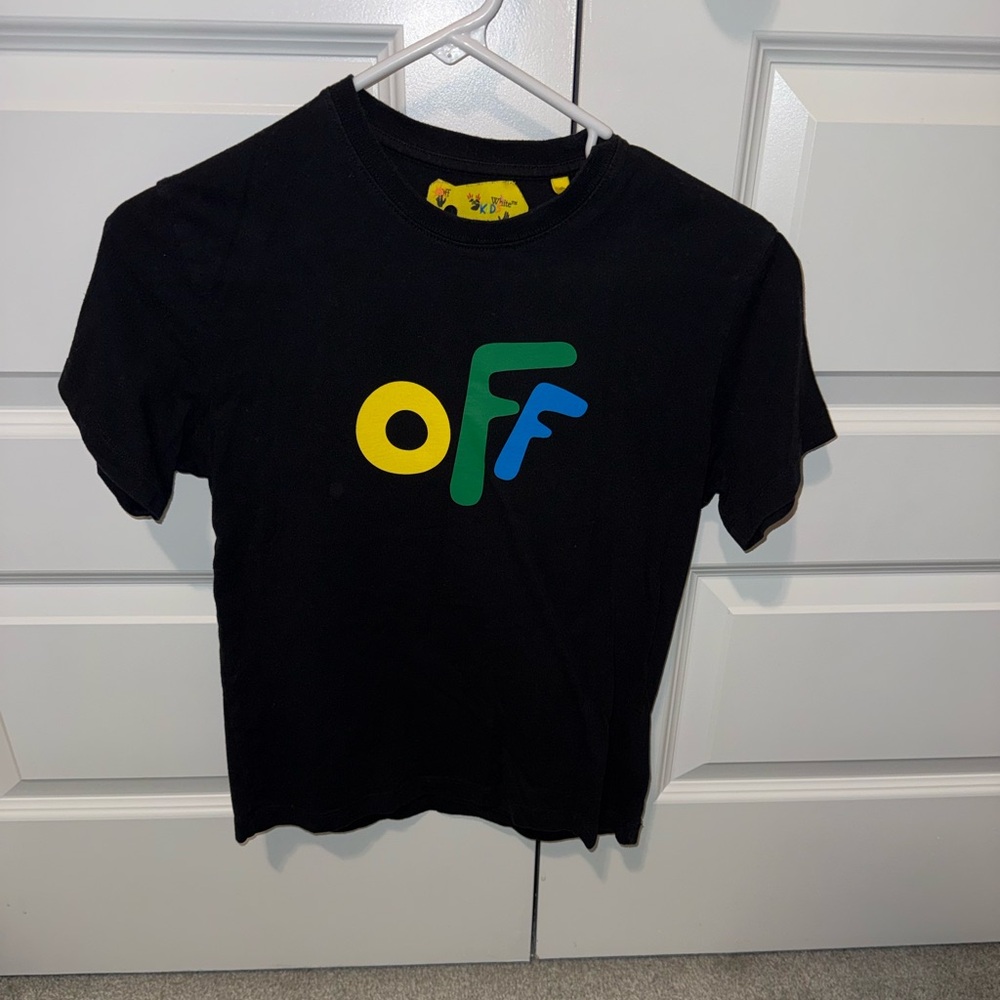 Off-White Kids Black Tee with Multicolor Arrows